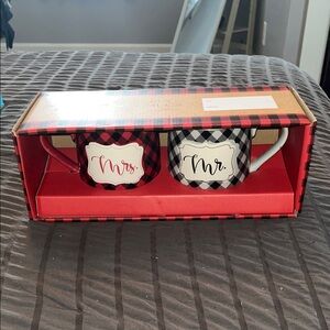 Plaid Mr. and Mrs. Mugs Set